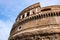 External walls of Castel Sant`Angelo mausoleum - Castle of the Holy Angel at Tiber river in historic center of Rome in Italy