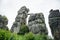 Externsteine at the hiking trail in the Teutoburg Forest, North