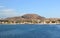 Extinct volcano over the town of Corralejo. Fuerteventura.