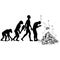 Extinction - Humorous Apes to Humans Evolution - Silhouettes, Shapes isolated on White.