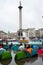 Extinction Rebellion protesters with their tents take over Trafalgar Square London UK.