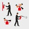 Extinguisher instructions. Figures are the order of actions