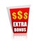 Extra bonus red banner with dollars signs