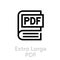Extra large PDF book icon. Editable line vector.