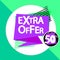 Extra offer, 50% off, sale tag design template, discount banner, vector illustration
