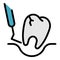 Extraction of a diseased tooth icon color outline vector