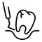 Extraction of a diseased tooth icon, outline style