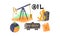 Extraction and processing of oil set, production and transportation of oil and petrol vector Illustration on a white