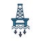 Extraction tower oil in the sea fill style icon