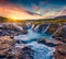 Extraordinary summer view of Bruarfoss Waterfall,