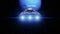 Extraterrestrial spaceship on Neptune background