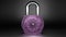 Extravagant, beautiful expensive lock, pink, isolated, soft shadows, grey background