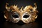 Extravagant Golden Masquerade Mask with Elaborate Feather Design - Generative AI