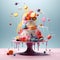 Extravagant Gravity-Defying Cake with Whimsical Elements