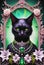 Extravagant ornate Halloween black cat portrait