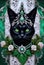 Extravagant ornate Halloween black cat portrait