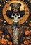 Extravagant ornate Halloween skeleton portrait illustration