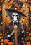 Extravagant ornate Halloween skeleton portrait illustration