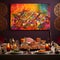 Extravagant Reception Buffet in Vibrant Art Style