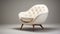 Extravagant White Leather Armchair With Mid-century Modern Design