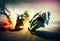 Extreme athlete Sport Motorcycles Raceing on race track.Generate Ai
