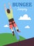 Extreme bungee jumping banner or advertising poster, flat vector illustration.