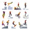 Extreme City Sports Flat Icons Set