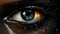 Extreme Close Up of Detailed Cyborg Eye Blue Like Avatar
