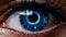 Extreme Close Up of Detailed Cyborg Eye Blue Like Avatar