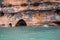 Extreme close up of mainland sea caves along the Apostle Islands National Lakeshore in Wisconsin