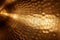 Extreme close-up of an old golden cymbal of drum kit