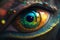 Extreme close up of spiritual frog eye. AI generated