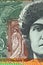 Extreme closeup of Dame Nellie Melba printed on Australian one hundred dollar bill