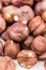 Extreme closeup macro bunch of hazelnuts background