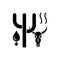 Extreme drought causing animals extinction black glyph icon