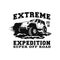 Extreme expedition super off road car event  illustration. 4x4 vehicle with mud terrain and splash dust background for