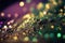 Extreme macro close-up on glitter in Mardi Gras carnival colors - purple, green and gold. Abstract textured background with copy-