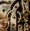 Extreme macro shot of vintage rusted clock mechanism