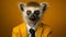 Extreme Minimalist Photography Of A Cute Lemur In Wes Anderson Style