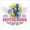 Extreme motocross. Emblem, t-shirt design.