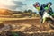 Extreme Motocross MX Rider riding on dirt track