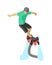 Extreme sport flyboard summer action splash active man flat vector illustration water fly watercraft propulsion