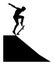 Extreme sport game, skateboarder in skate park, air jump trick. Skateboard silhouette.