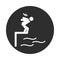 Extreme sport jumping from trampoline active lifestyle block and flat icon