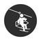 Extreme sport skier rides a ski lift active lifestyle block and flat icon