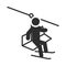 Extreme sport skier rides a ski lift active lifestyle silhouette icon design