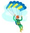 Extreme Sport Skydiving, Sportman Flying Vector