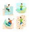 Extreme Sports Activity of People Hobby Vector Set