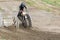 Extreme sports on motorcycles. A rider on a motorcycle rides the sand.