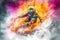 Extreme Sports in Vivid Color - A Snowboarder Shredding (Generative AI)